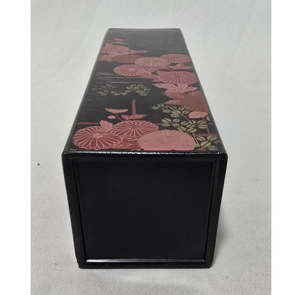 Vtg Japanese lacquer ware flower vase with handle Ikebana Vessel Asian art
